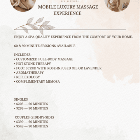 Mobile luxury massage (single)